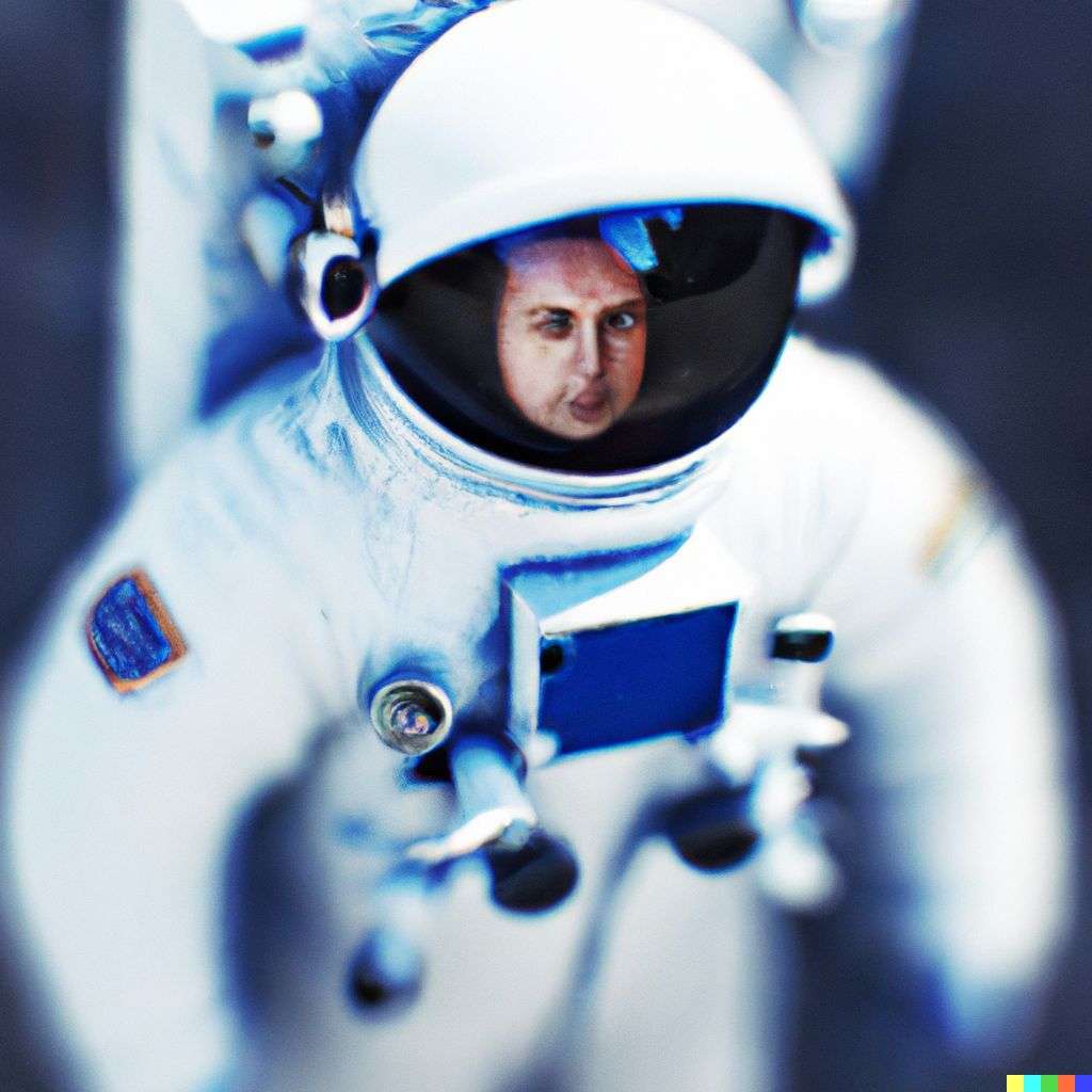 an astronaut, photograph, extreme tilt shift